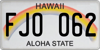 HI license plate FJO062