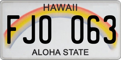 HI license plate FJO063
