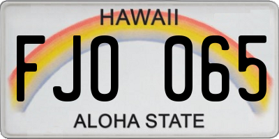 HI license plate FJO065