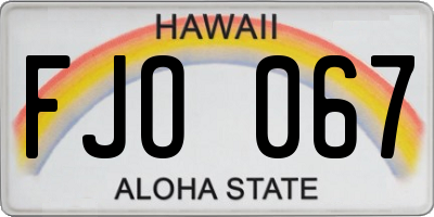 HI license plate FJO067