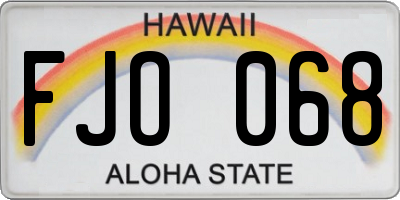 HI license plate FJO068