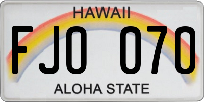 HI license plate FJO070