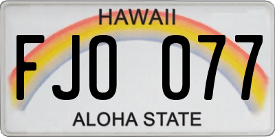 HI license plate FJO077