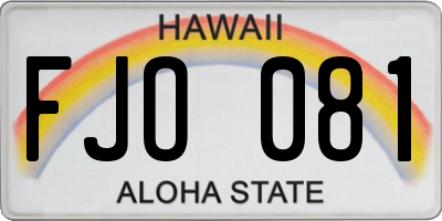 HI license plate FJO081