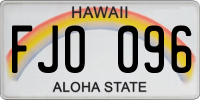 HI license plate FJO096