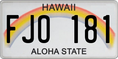 HI license plate FJO181
