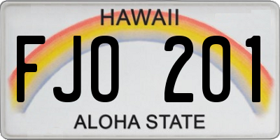HI license plate FJO201