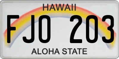 HI license plate FJO203
