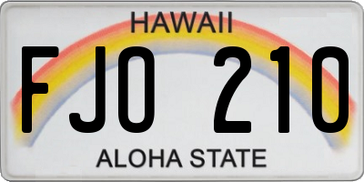 HI license plate FJO210