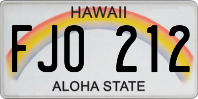 HI license plate FJO212