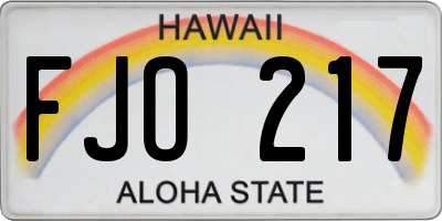HI license plate FJO217