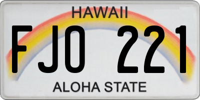 HI license plate FJO221