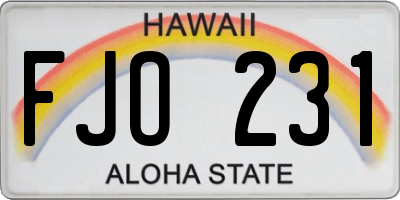 HI license plate FJO231