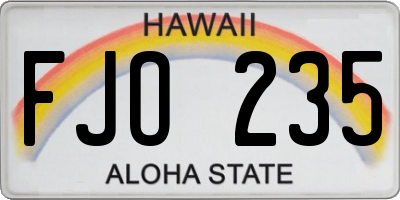 HI license plate FJO235