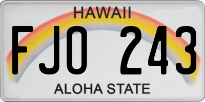 HI license plate FJO243