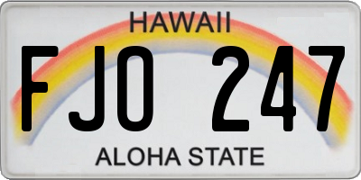 HI license plate FJO247