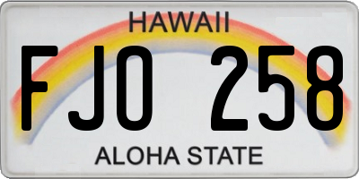 HI license plate FJO258