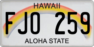 HI license plate FJO259