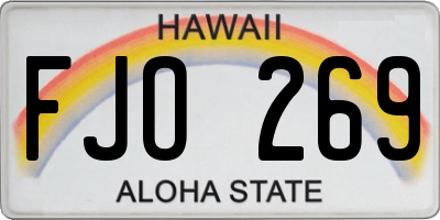 HI license plate FJO269