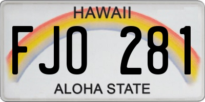 HI license plate FJO281