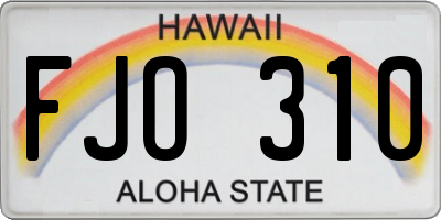 HI license plate FJO310