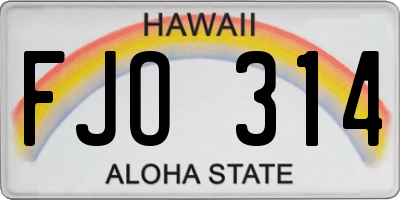 HI license plate FJO314
