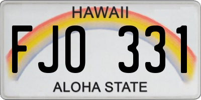 HI license plate FJO331