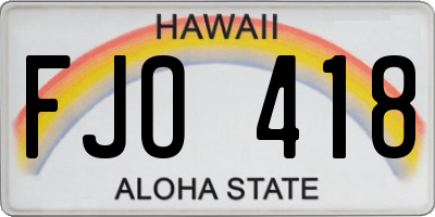 HI license plate FJO418