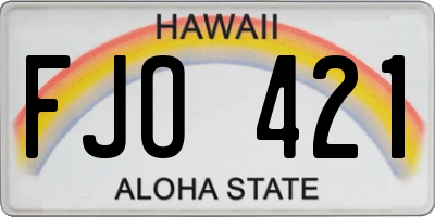 HI license plate FJO421