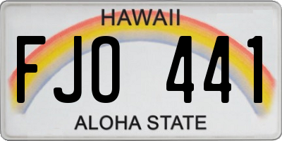 HI license plate FJO441