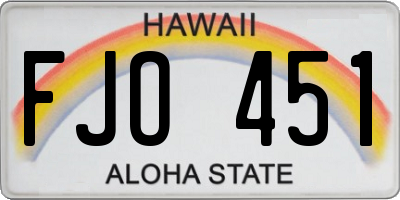 HI license plate FJO451