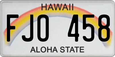 HI license plate FJO458