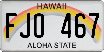 HI license plate FJO467