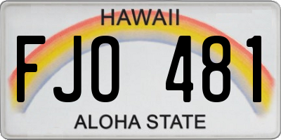 HI license plate FJO481