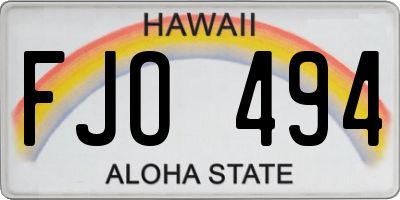 HI license plate FJO494