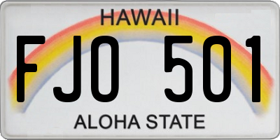 HI license plate FJO501