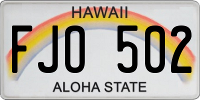 HI license plate FJO502