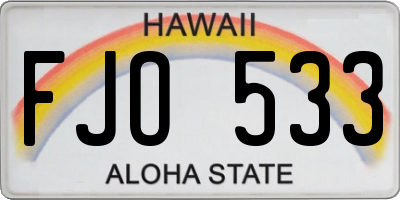 HI license plate FJO533