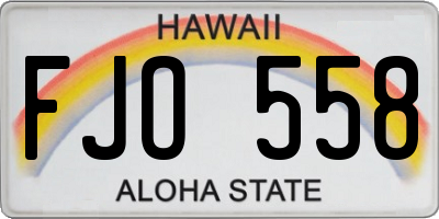 HI license plate FJO558