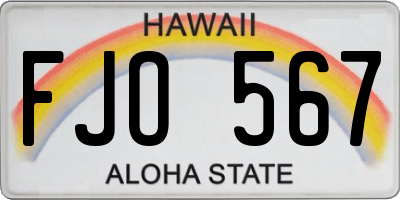 HI license plate FJO567