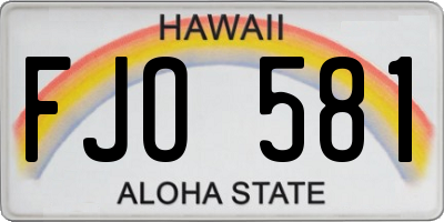 HI license plate FJO581