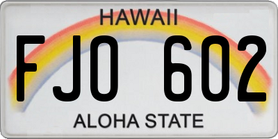 HI license plate FJO602