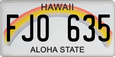 HI license plate FJO635