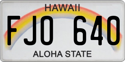 HI license plate FJO640