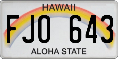 HI license plate FJO643