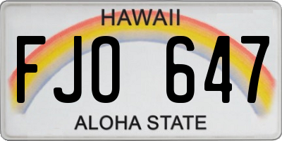 HI license plate FJO647