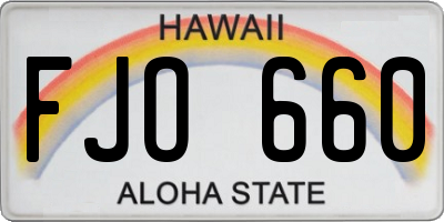 HI license plate FJO660