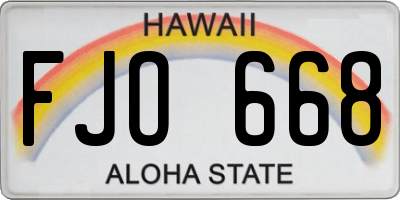 HI license plate FJO668