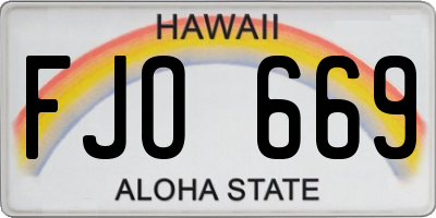 HI license plate FJO669