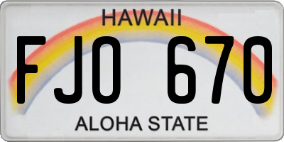 HI license plate FJO670